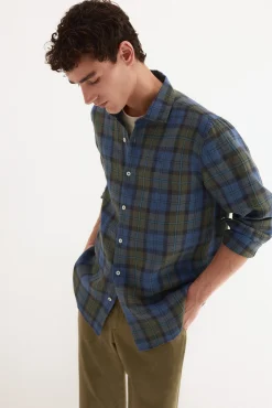 Camisa lino cuadros