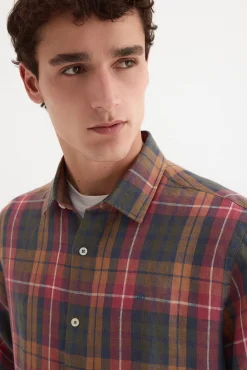 Camisa lino cuadros