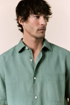 Camisa lino manga corta