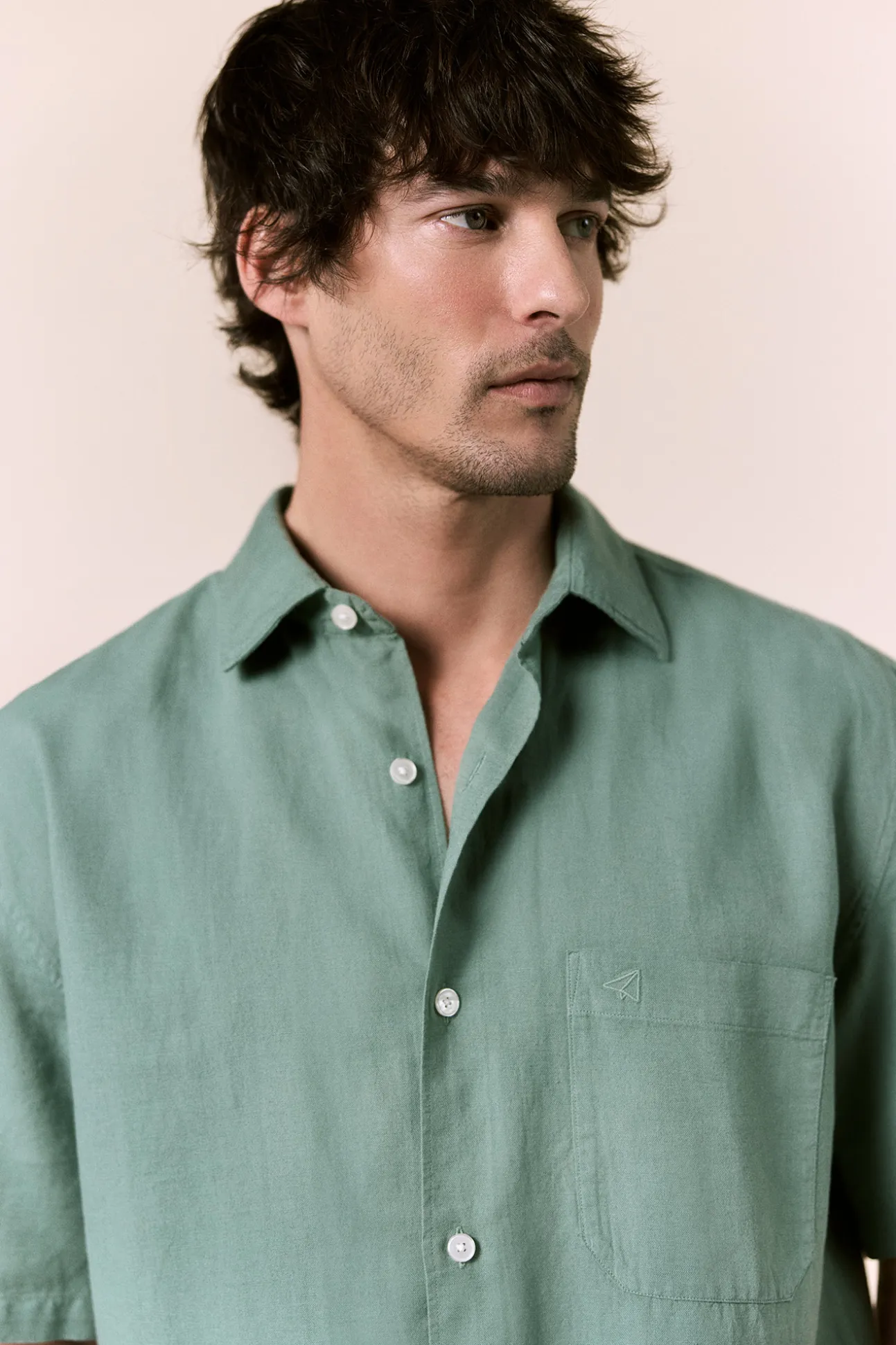 Camisa lino manga corta