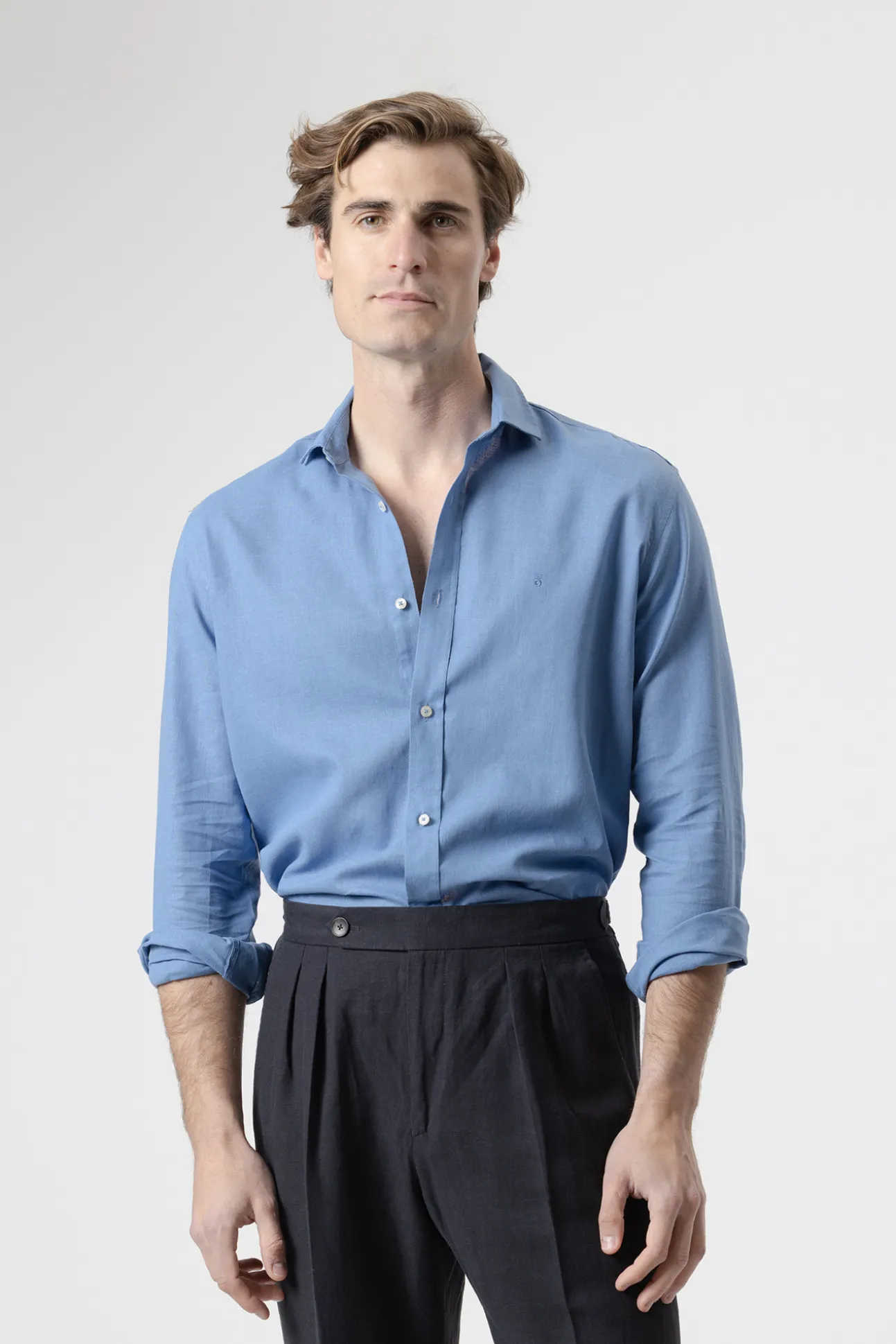 Camisa lino porcelana