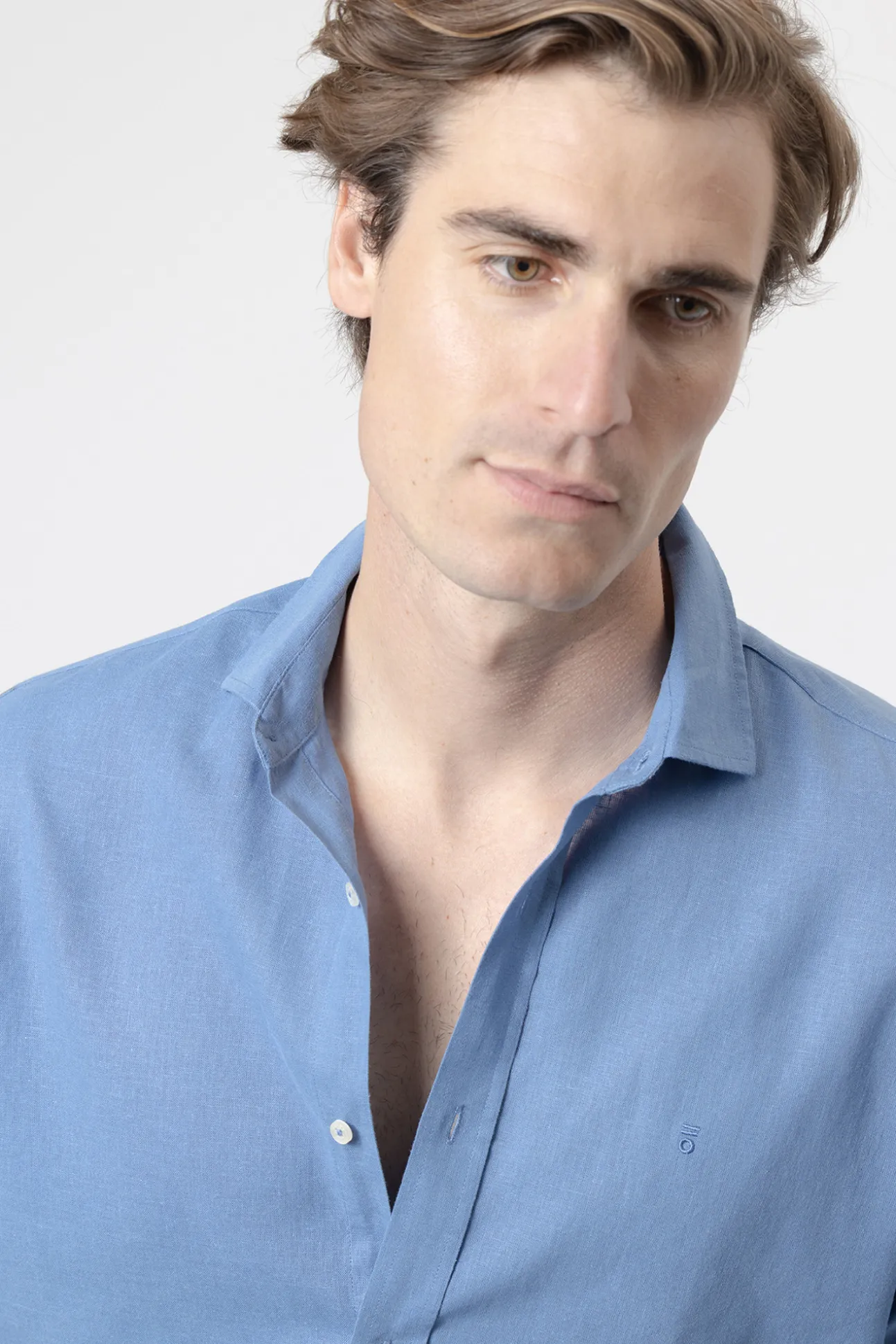 Camisa lino porcelana