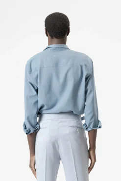 Camisa lino porcelana