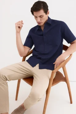 Camisa lisa lino algodón