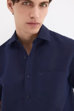Camisa lisa lino algodón
