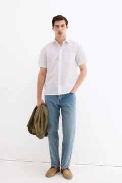Camisa lisa lino algodón