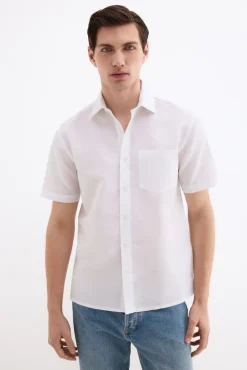Camisa lisa lino algodón