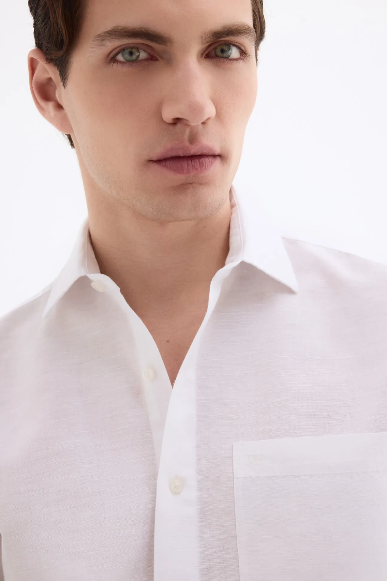 Camisa lisa lino algodón