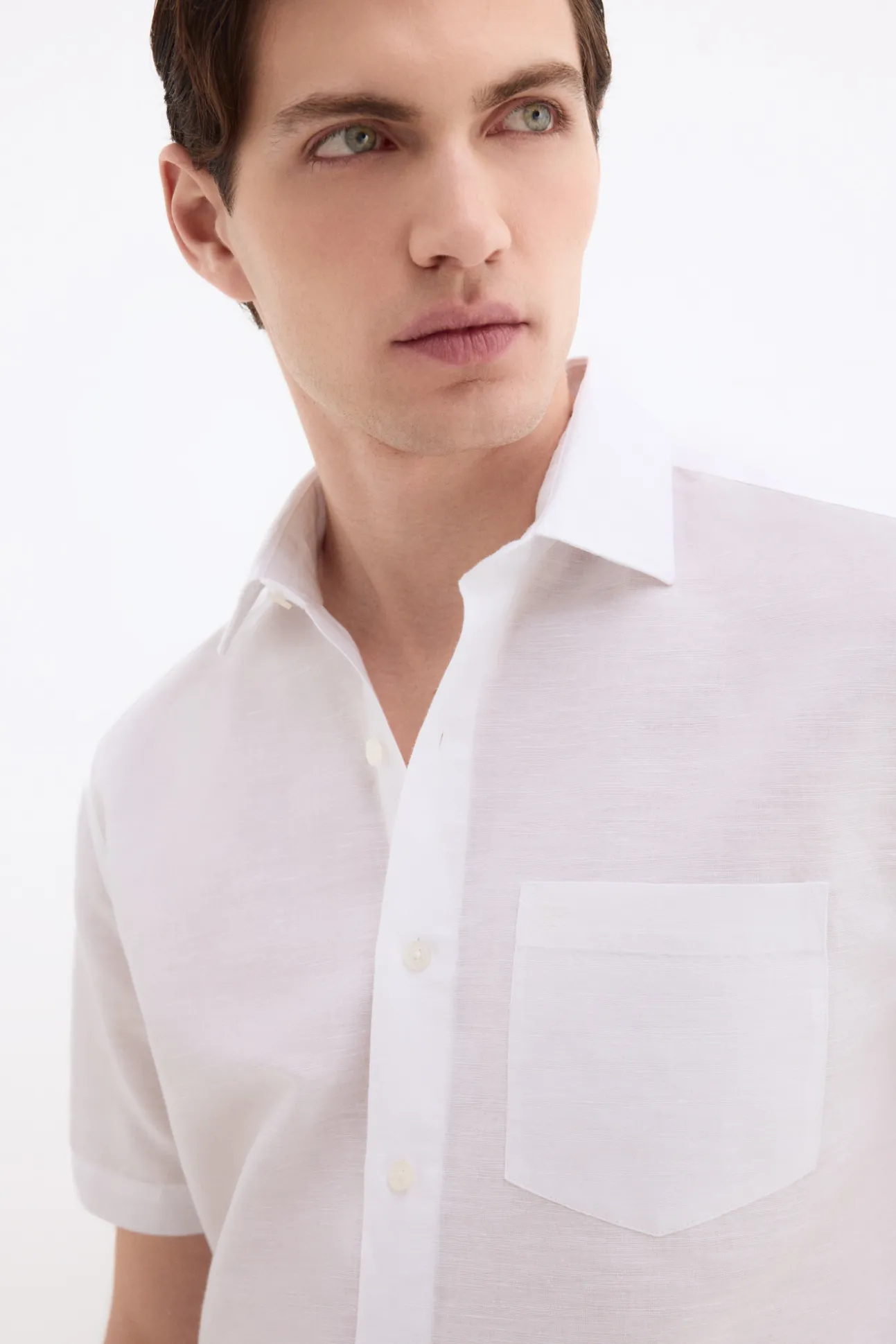 Camisa lisa lino algodón