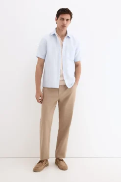 Camisa lisa lino algodón