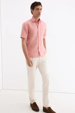 Camisa lisa lino algodón