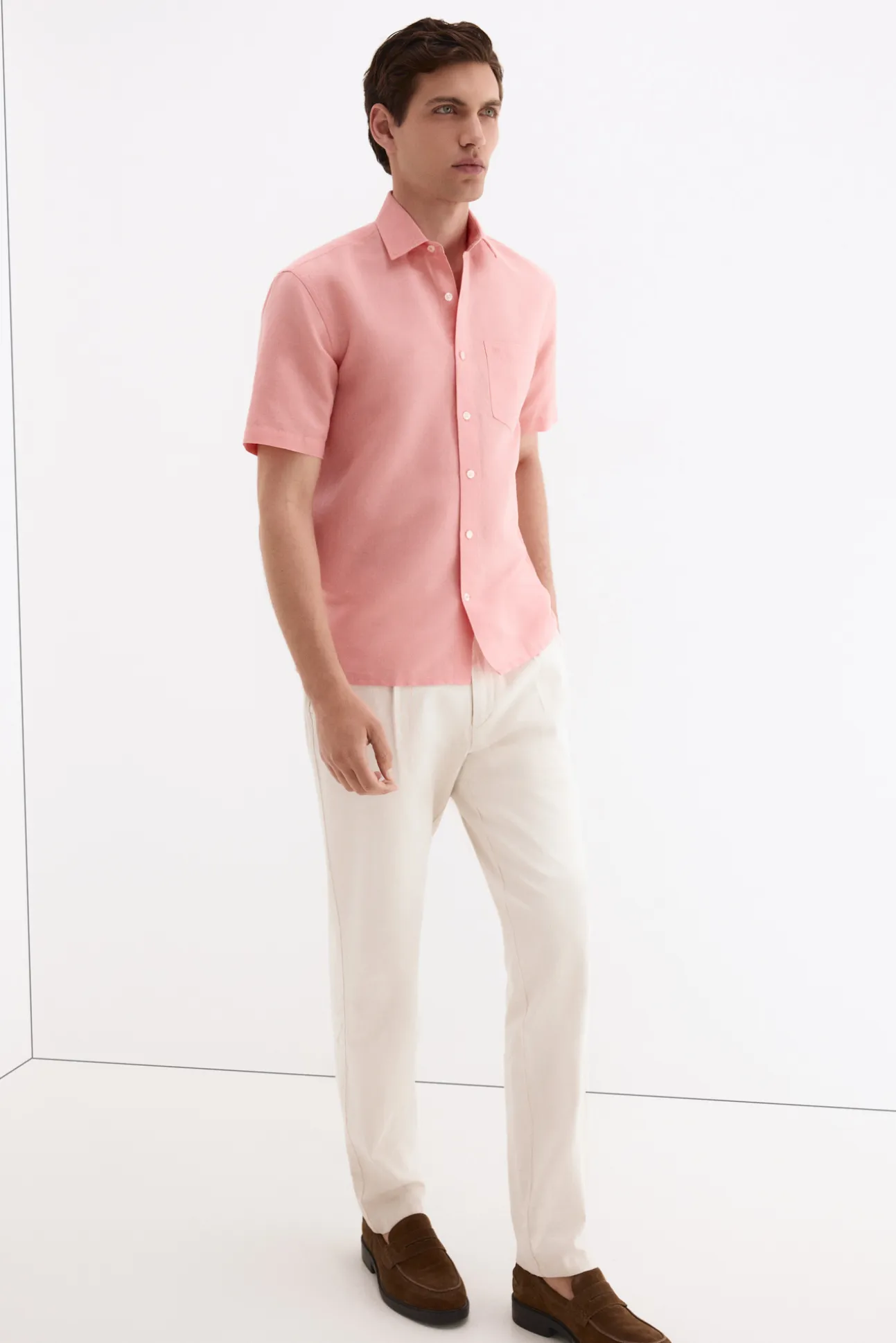 Camisa lisa lino algodón