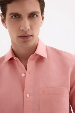 Camisa lisa lino algodón