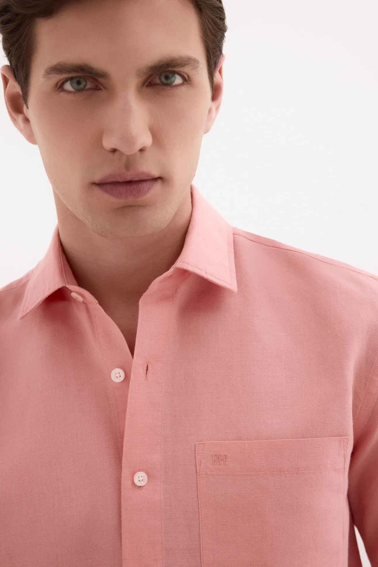 Camisa lisa lino algodón