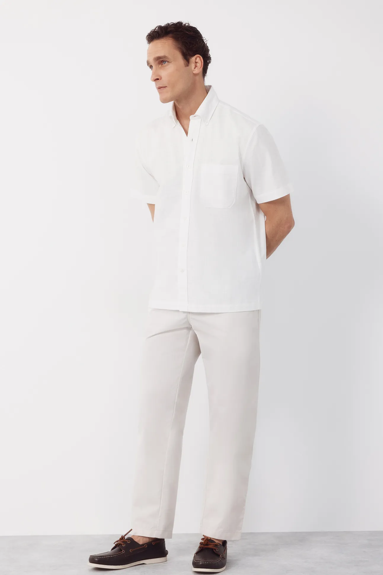 Camisa manga corta tejido de lino