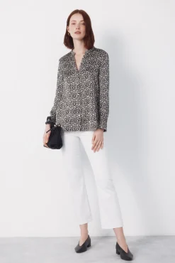 Camisa mao satinada estampada