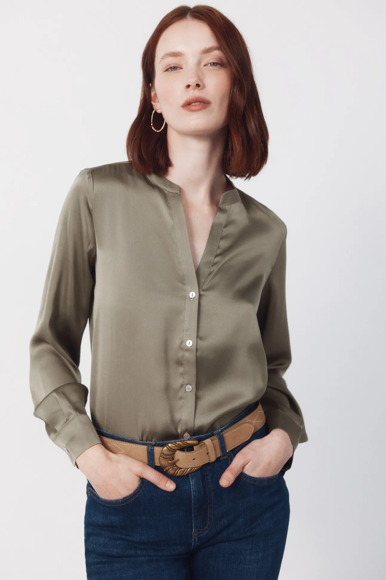 Camisa mao satinada estampada