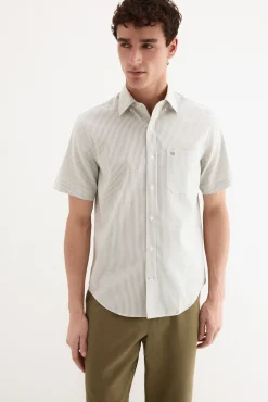 Camisa non iron manga corta rayas