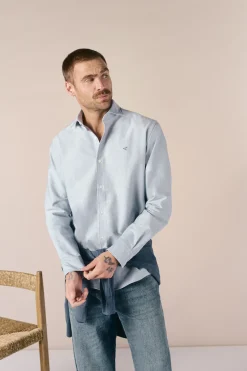 Camisa oxford liso manga larga