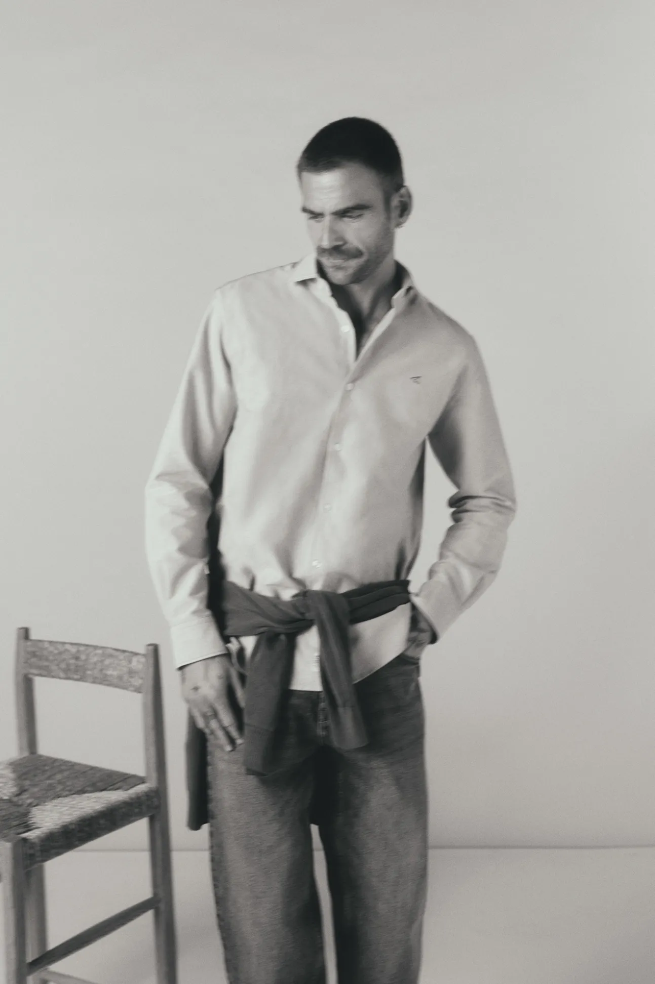 Camisa oxford liso manga larga