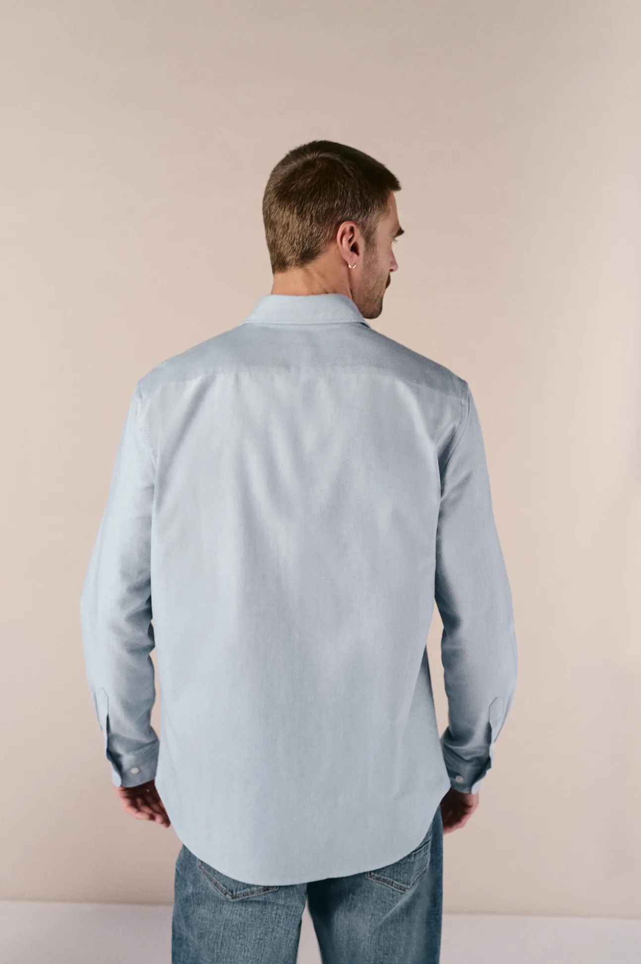 Camisa oxford liso manga larga