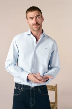 Camisa oxford liso manga larga