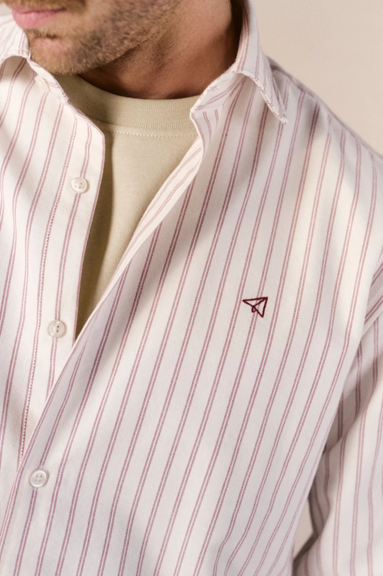 Camisa oxford rayas manga larga