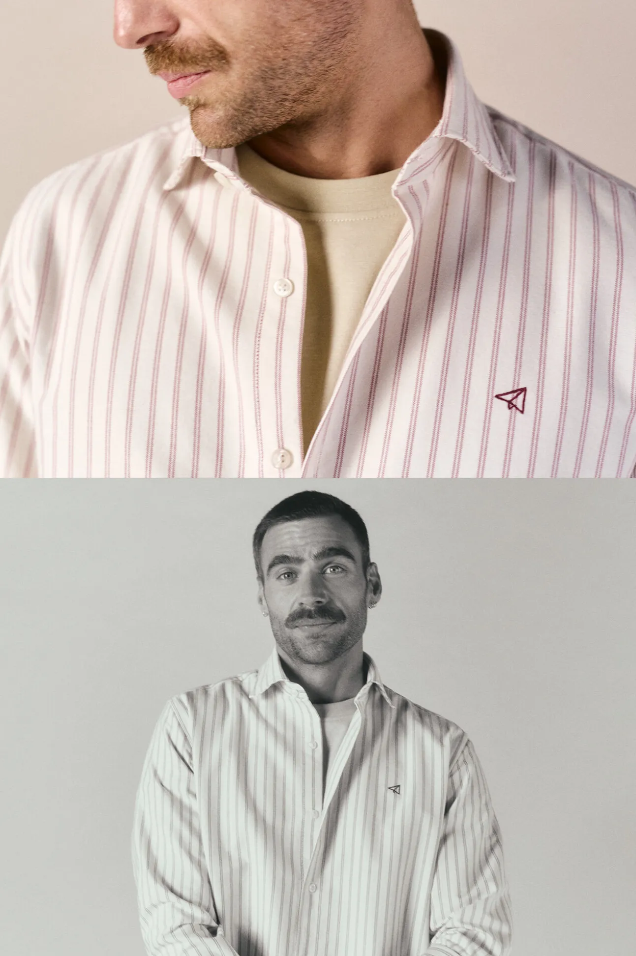 Camisa oxford rayas manga larga