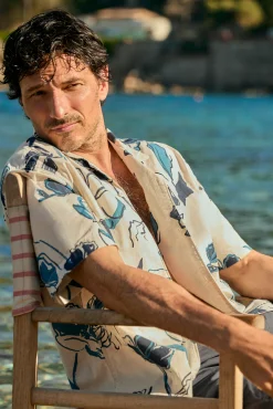 Camisa print algodón manga corta