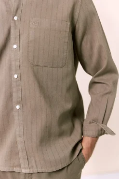 Camisa rayas lino manga larga