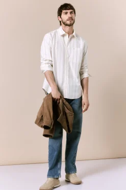 Camisa rayas popelín manga larga