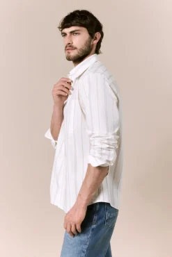 Camisa rayas popelín manga larga