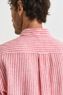 Camisa Regular Fit de lino y algodón a rayas