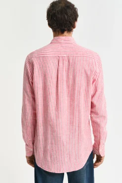 Camisa Regular Fit de lino y algodón a rayas