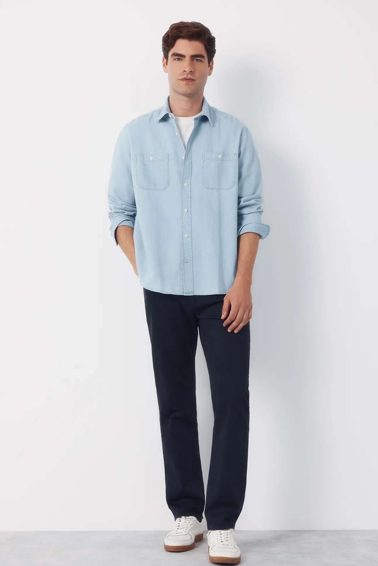 Camisa vaquera chambray manga larga