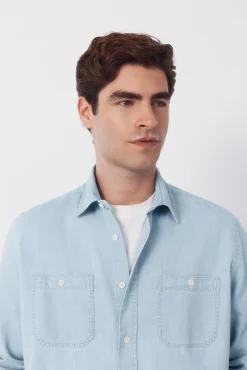 Camisa vaquera chambray manga larga