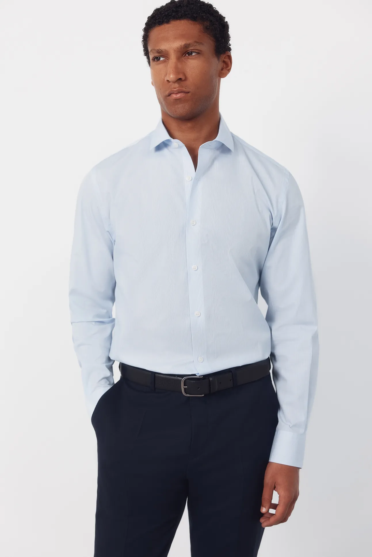 Camisa vestir cuadros slim fit fácil plancha