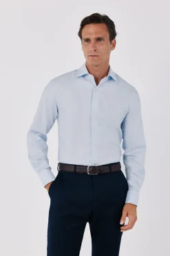 Camisa vestir lisa fácil plancha puño gemelos