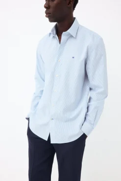 Camisa vestir rayas non iron + antimanchas slim fit