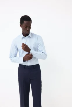 Camisa vestir rayas non iron + antimanchas slim fit