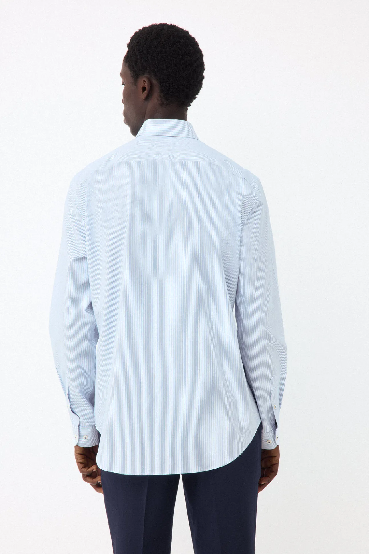 Camisa vestir rayas non iron + antimanchas slim fit