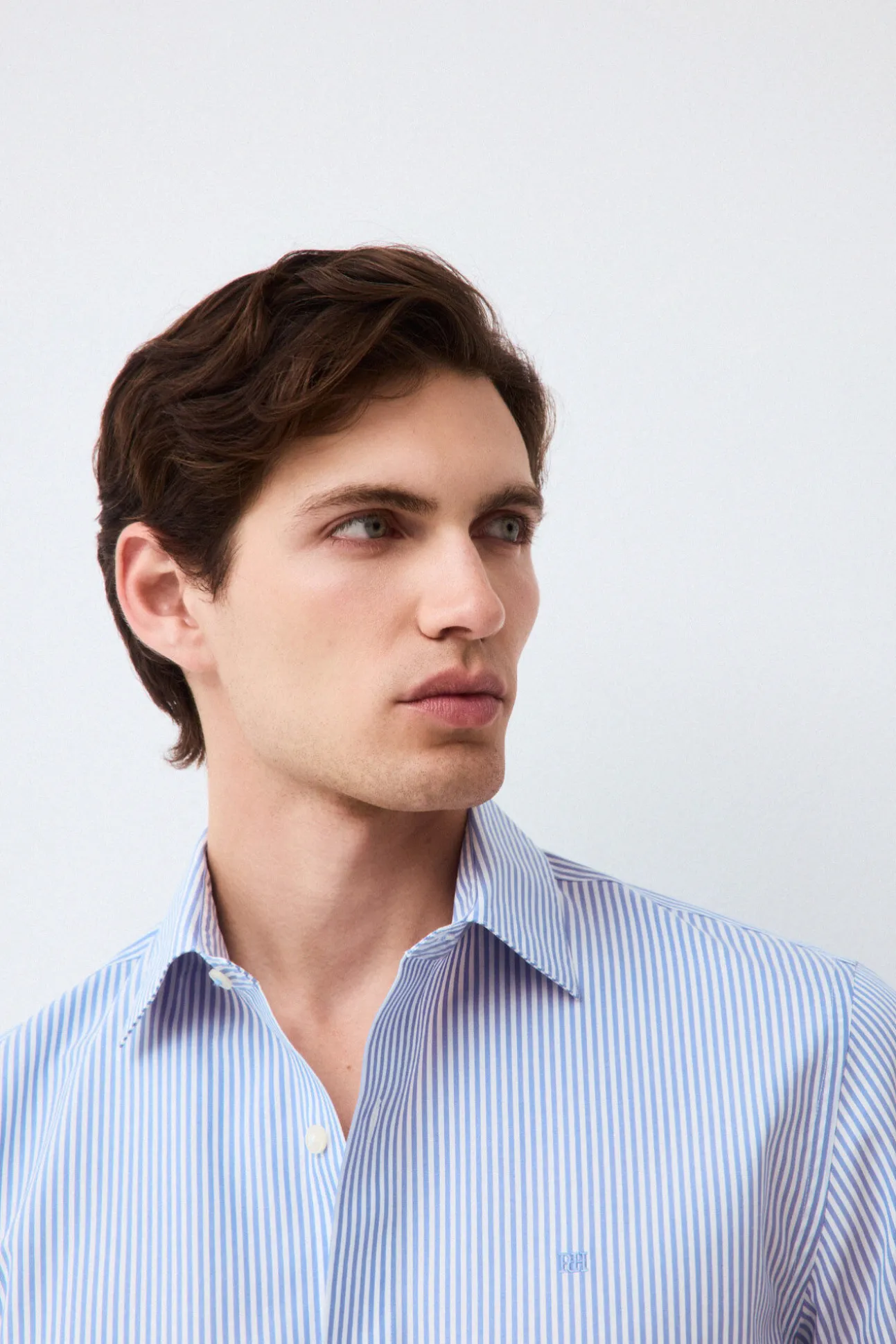 Camisa vestir rayas non iron + antimanchas slim fit