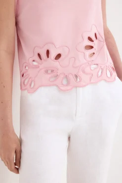 Camiseta bajo bordado calado