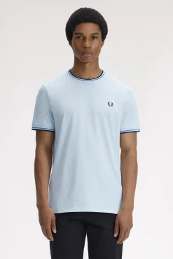 Camiseta con ribete con dos franjas