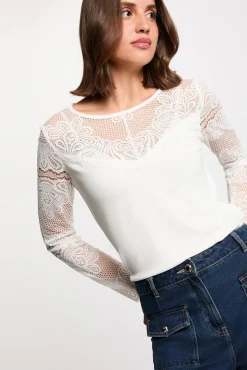 Camiseta de encaje manga larga