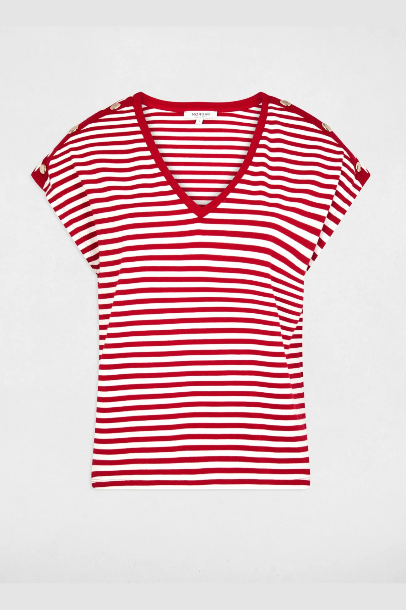 Camiseta de rayas con cuello v