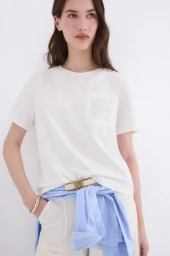 Camiseta manga corta bolsillo logo bordado