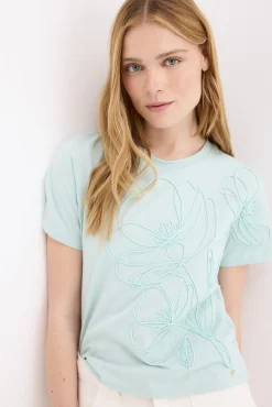 Camiseta manga corta bordado cordon