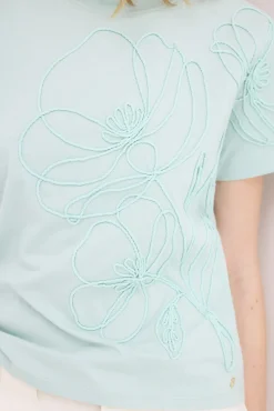 Camiseta manga corta bordado cordon