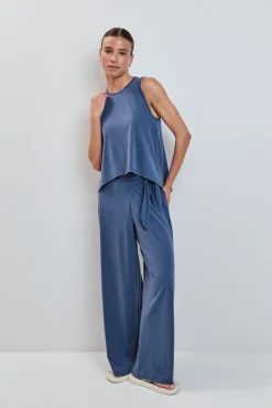 Camiseta sin mangas tacto suave azul